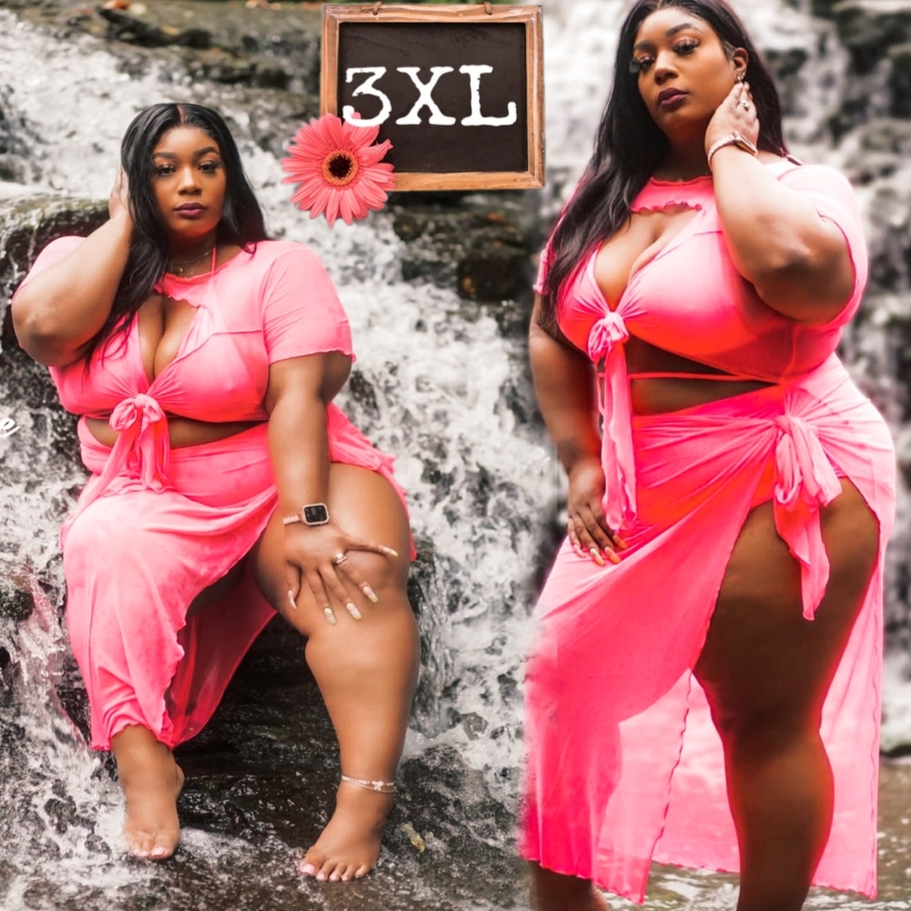 NWOT 3X 3 PIECE BIKINI AND COVER UP SET